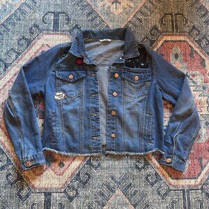 Highway Jeans Womens Denim Jacket L Blue Patchwork Button-Up